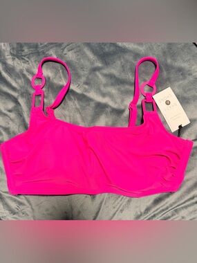 Shade & Shore Neon Pink Bandeau Bikini Top with Ring Straps